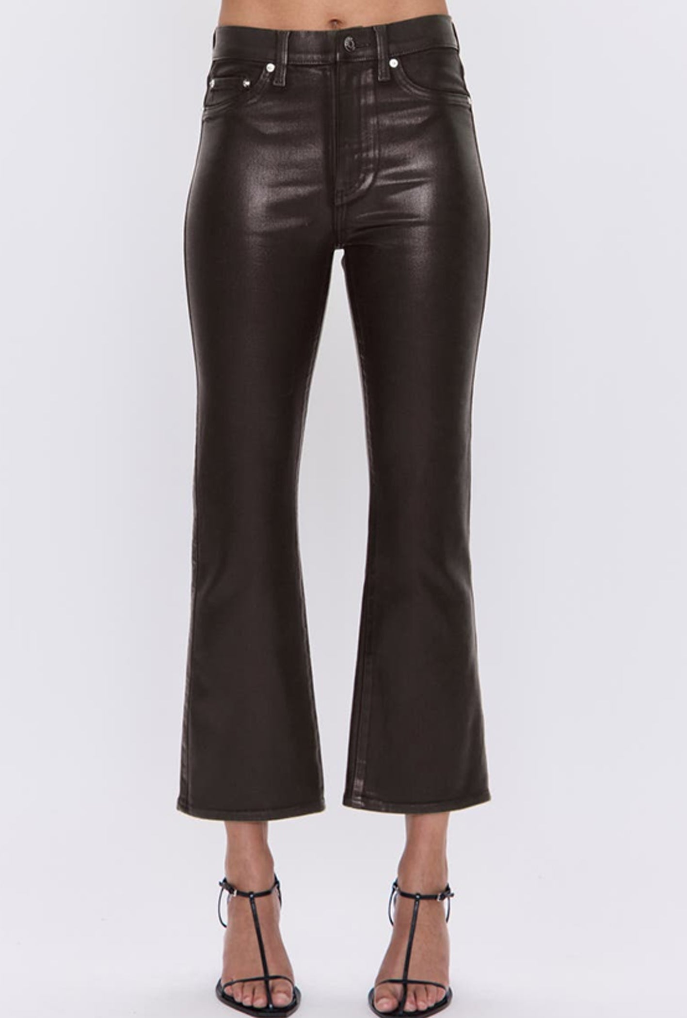 Lennon Coated Crop Boot Jean in Mocha - Pistola Denim