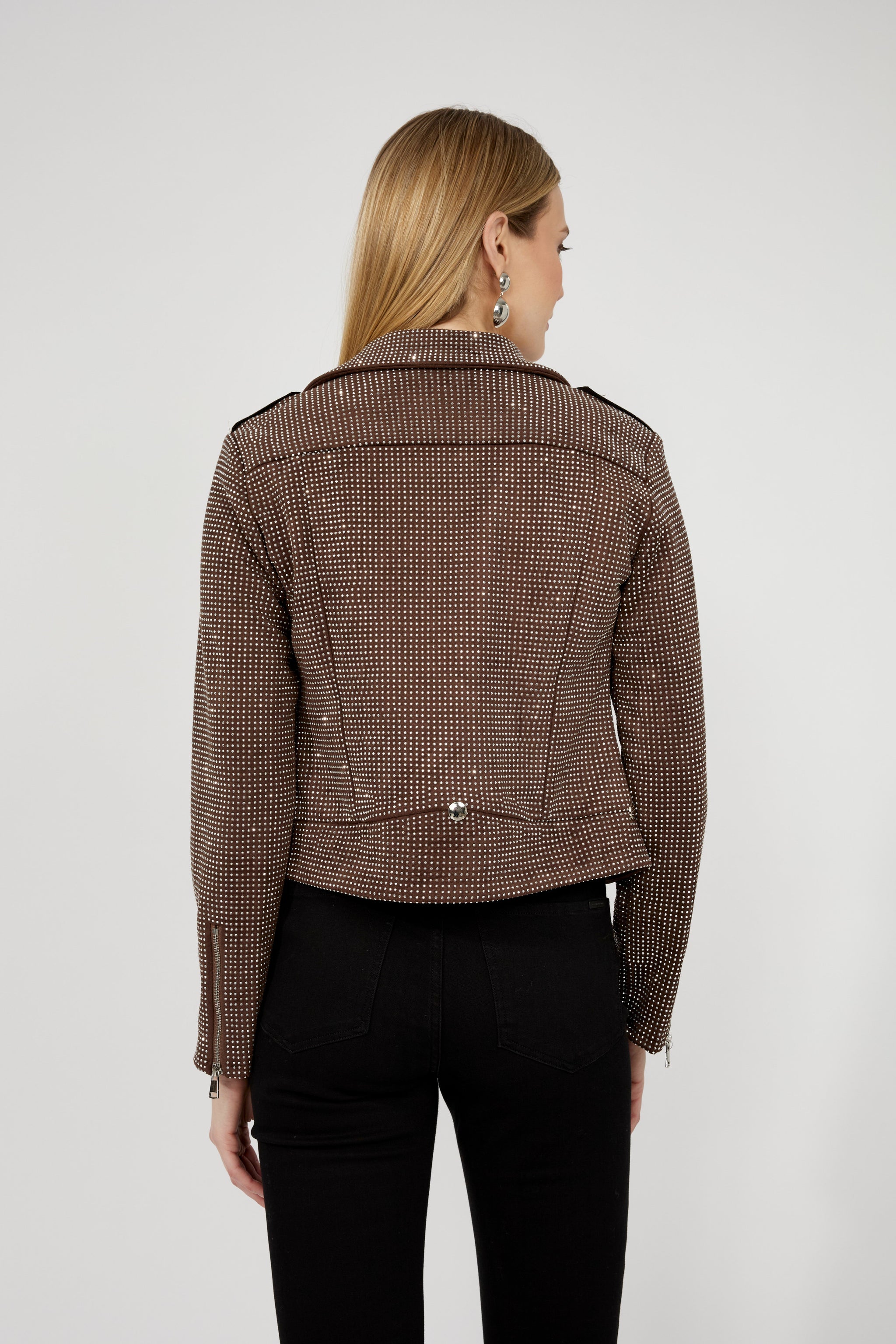 Knit Jacket with Studs in Mocha - Frank Lyman