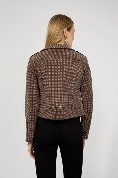 Knit Jacket with Studs in Mocha - Frank Lyman