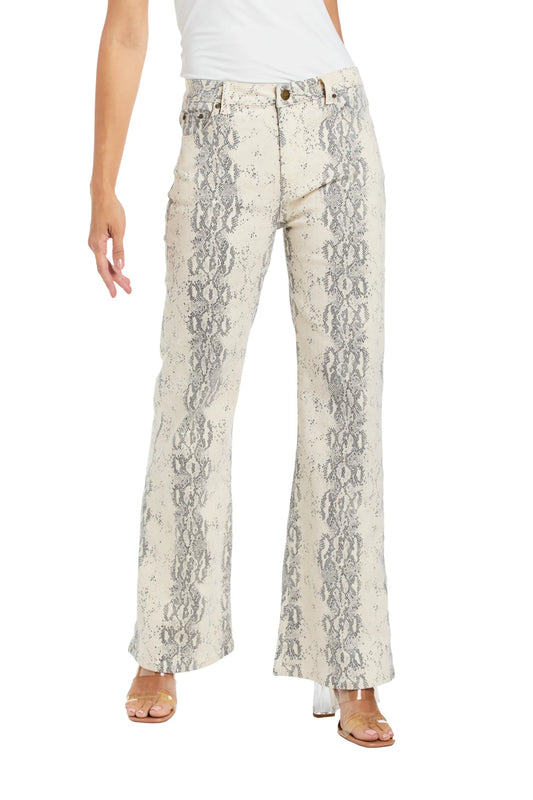 Snake Print Wide Leg Pant - Tractr Jeans