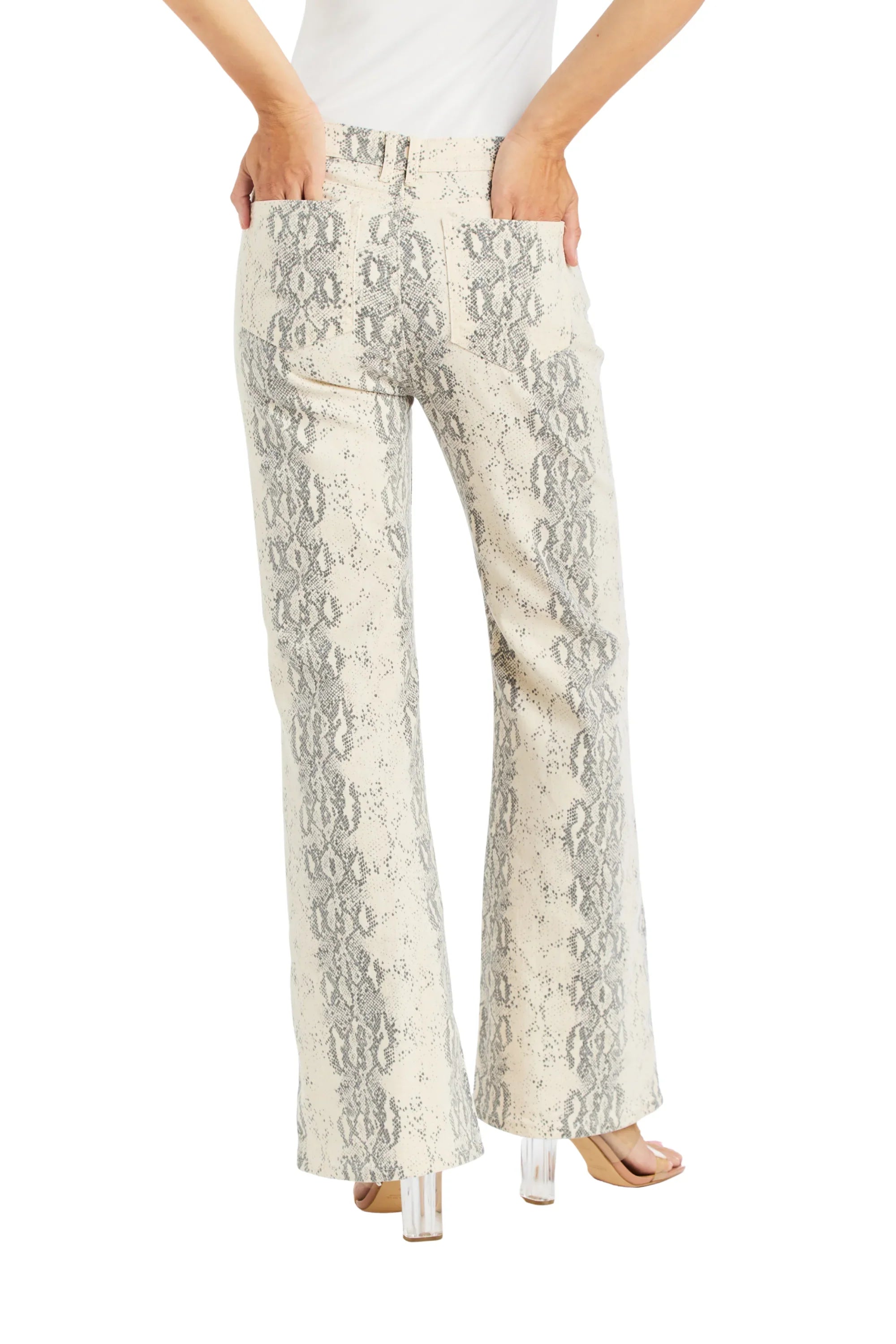 Snake Print Wide Leg Pant - Tractr Jeans