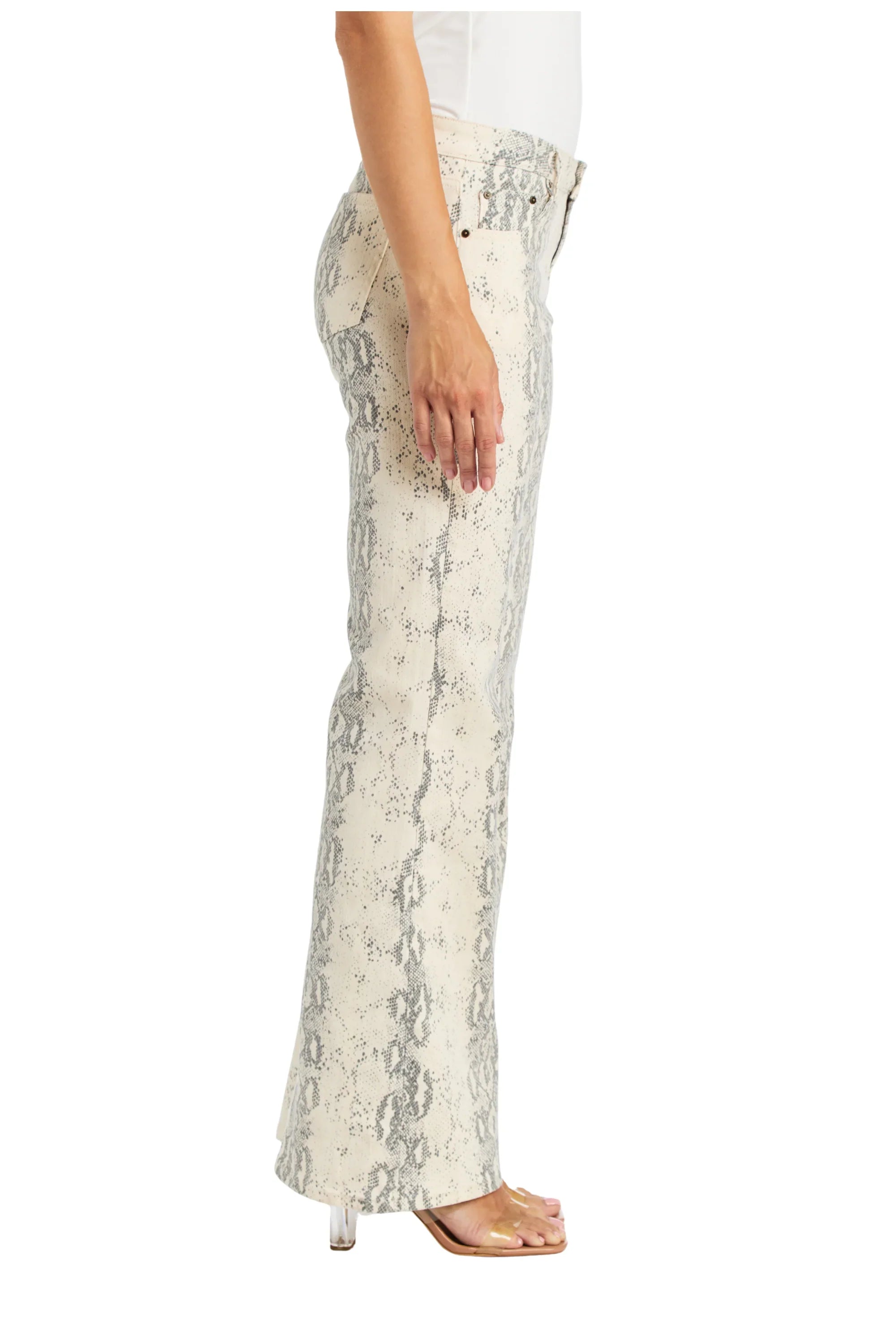 Snake Print Wide Leg Pant - Tractr Jeans