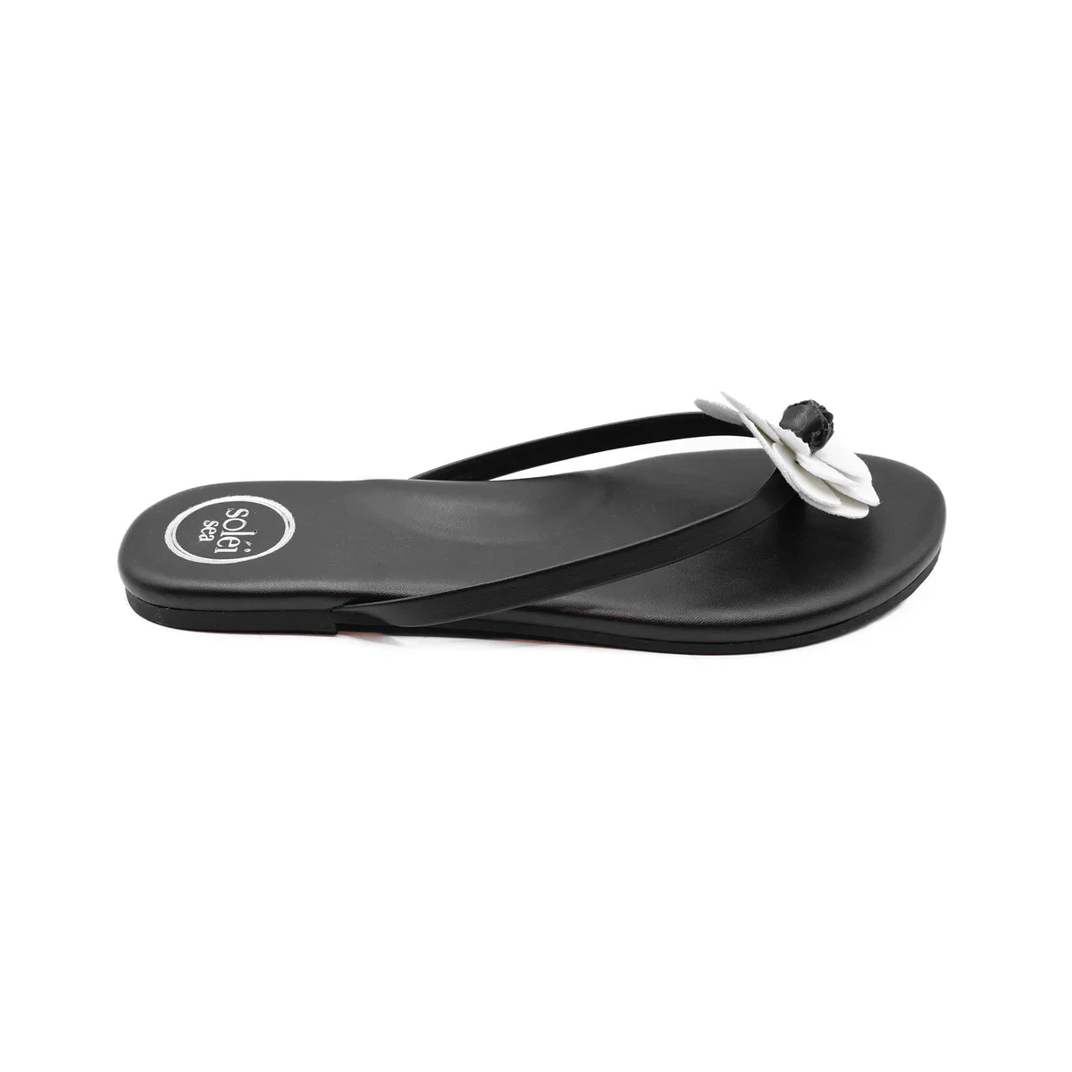 Valentina Flower Sandal in Black/White - Solei Sea