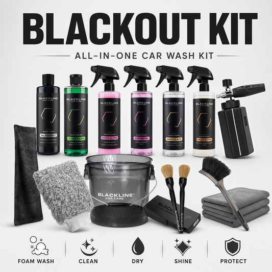 Blackout Kit – Complete Car Detailing Kit with Foam Cannon, Towels, Brushes, Wheel Cleaner & Tire Dressing